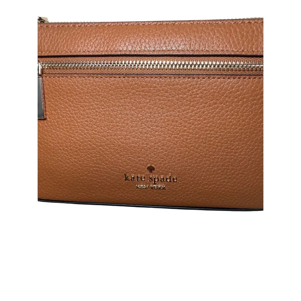 Kate Spade New York Brown Pebbled Leather Crossbody Wristlet Bag
